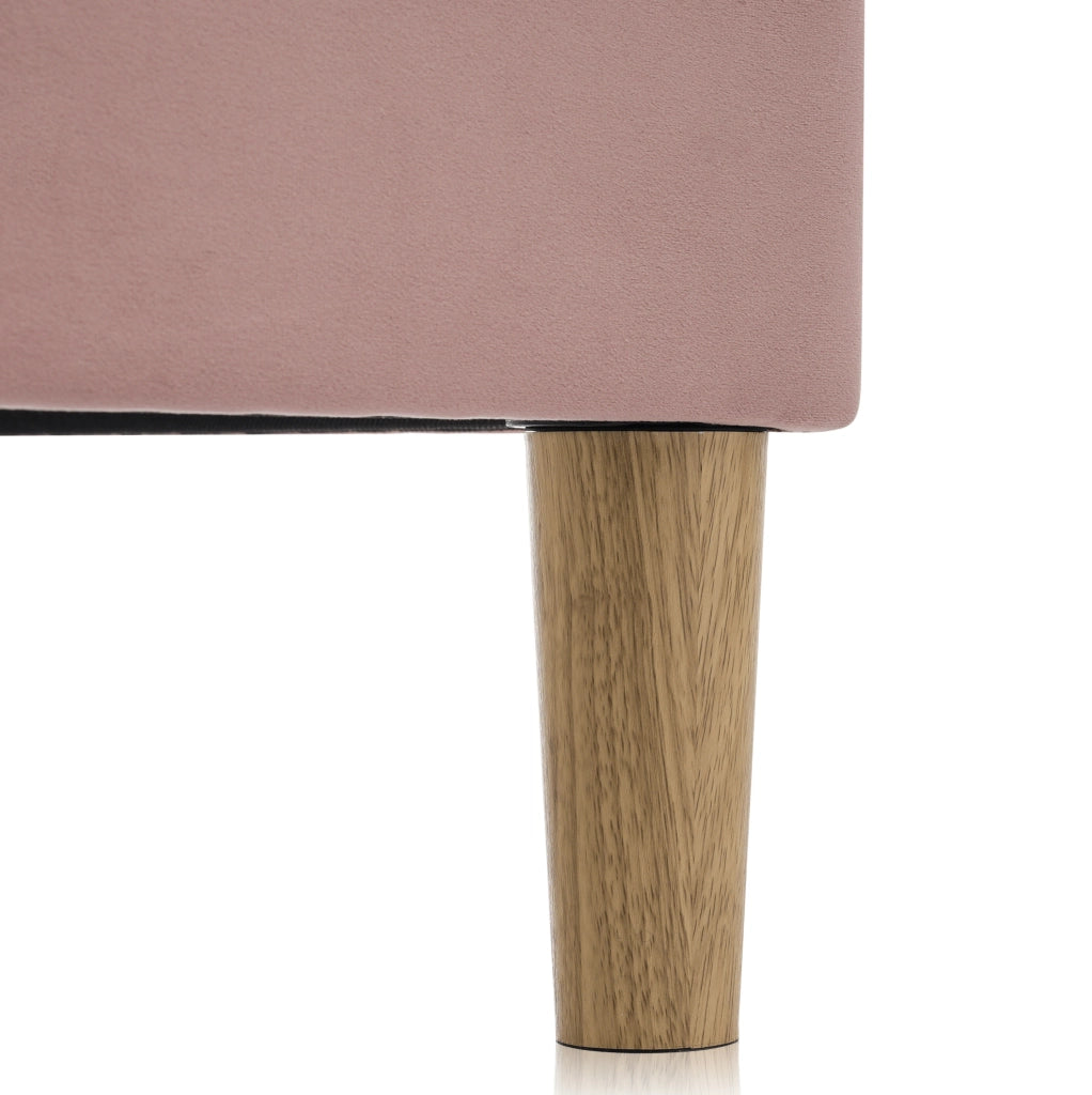 Letto singolo ULEVR 90x190 cm in velluto rosa con testiera regolabile e LED multicolore