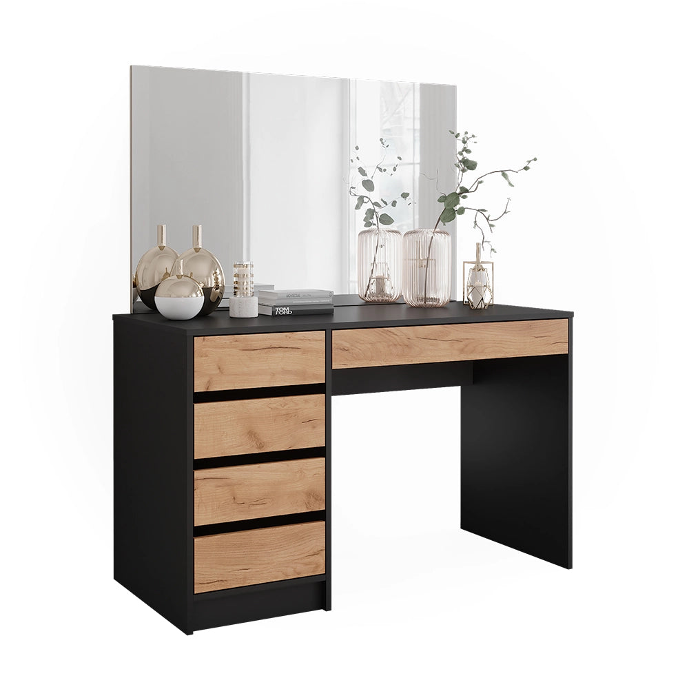 Vicco Tavolo da toilette Antracite/quercia dorata 120 x 75 cm con specchio