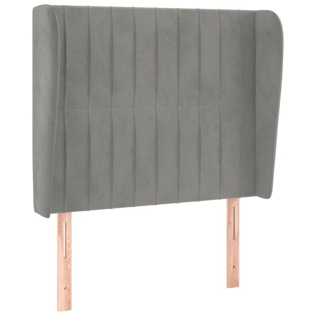 Testiera | Testata ad Orecchio Grigio Chiaro 103x23x118/128 cm in Velluto