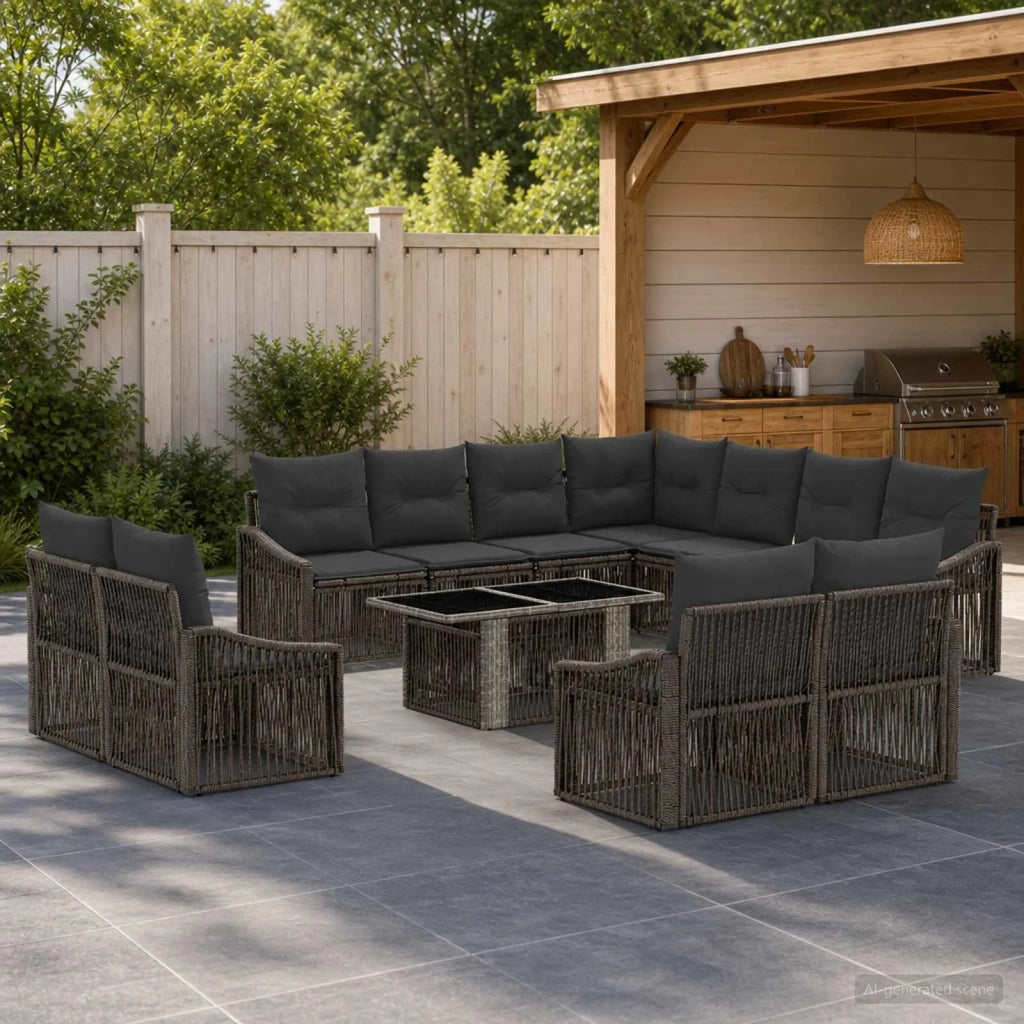 Set Divano da Giardino 12 pz Grigio e Grigio Scuro polyrattan 3437330