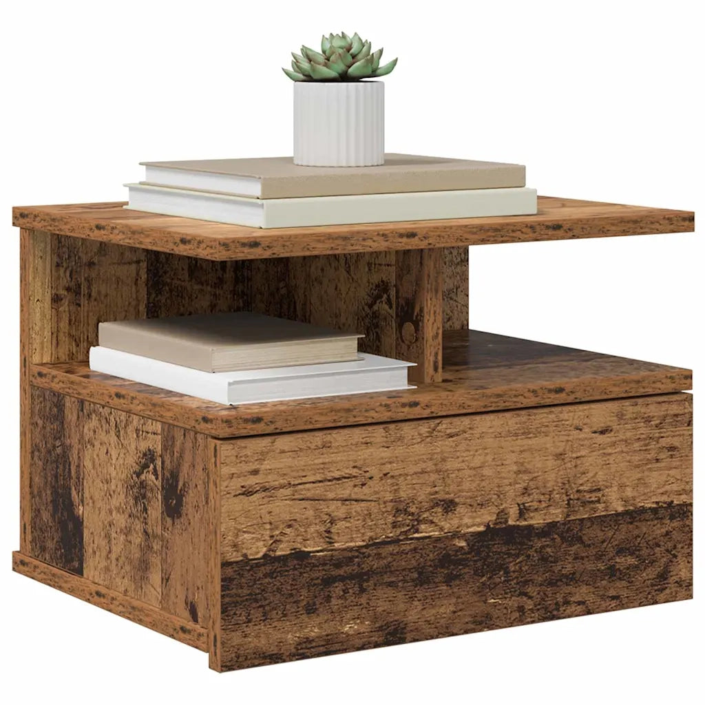 Comodino | Armadio da Notte | Mobiletto da notte flottante con cassetto Legno vecchio 40 x 31 x 28 cm