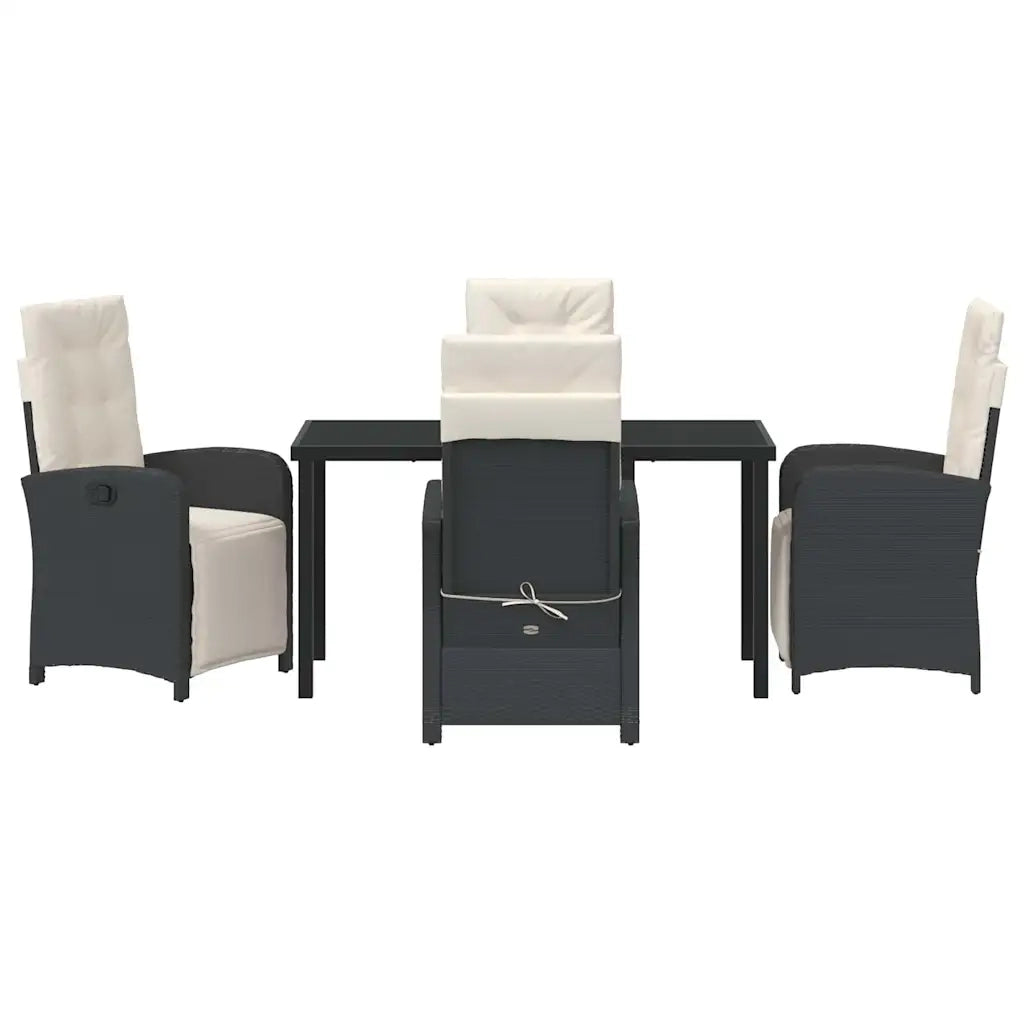 Set da Pranzo per Giardino con cuscino 5 pcs Nero polyrattan 3380304