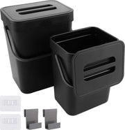 Set di eliminatore di odori per cucina - 2 pezzi - 3 l + 5 l - contenitore di compost in plastica - coperchio - appeso - bagno - ufficio - camera da letto - nero