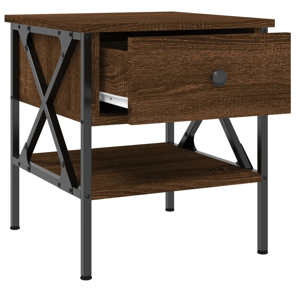 Comodini 2 pz-Set di 2 Tavolino da notte Rovere Marrone 40x42x45 cm in Legno Multistrato