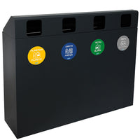 Pattumiera per Raccolta Differenziata 4 Scomparti 240 L 120x30x96 cm in Acciaio Verniciato Antracite