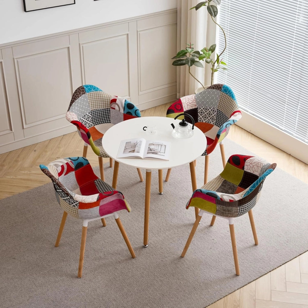 GrandCA HOME Set di 2 Poltrone Patchwork, Sedia da Pranzo in Stile Nordico Sedia Da Cucina Per Sala da Pranzo, Soggiorno, Camera da Letto (Rosso A5-2)