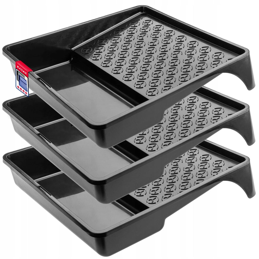 Vassoio per pittura grande KADAX 320x350 mm per set di rulli da pittura, nero, 3 pezzi