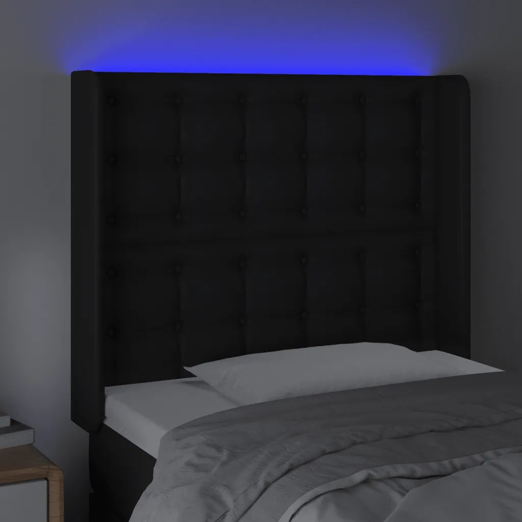 Testiera a LED nero 93x16x118/128 cm in Similpelle 3124126