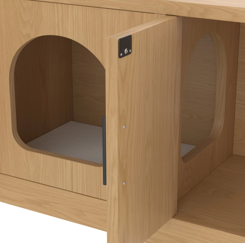 Mobile multifunzione 4 in 1 per gatti e scarpe 140x40x45;5 cm in finitura rovere