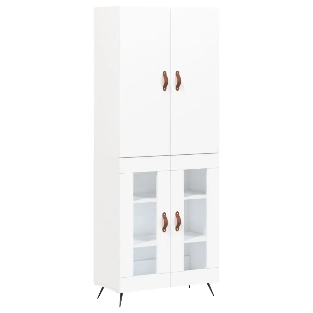 Credenza-Buffet-Armadio da cucina Bianca 69,5x34x180 cm in Legno Multistrato 508081