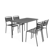 Set tavolo da giardino bistrot in metallo con 4 sedie, 120cm,