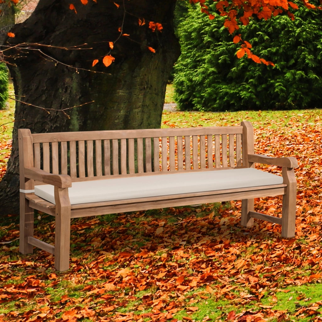 Panchina da Giardino in Teak Jackson con Cuscino crema,206x48x8 cm