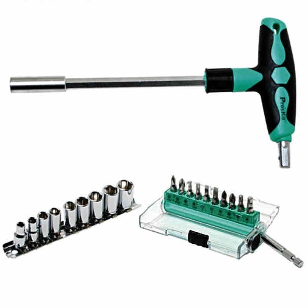 Trade Shop - Set Kit Cacciaviti 20 Inserti Intercambiabili Taglio Stella E Bussola Bussolotti -