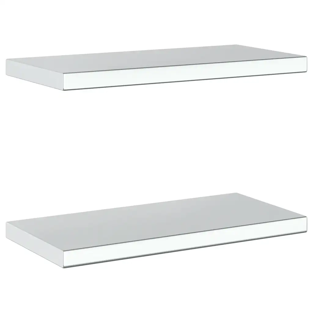 Mensole a Muro 2 pz 50x23,5x3cm Argento in Acciaio Inossidabile