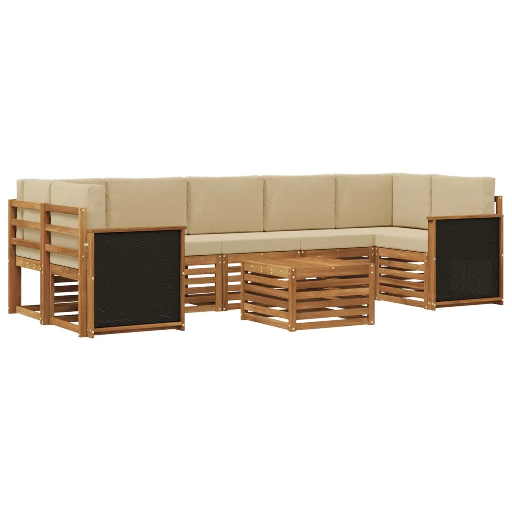 Set di divani da esterno 8 pz Naturale e Beige 3384134