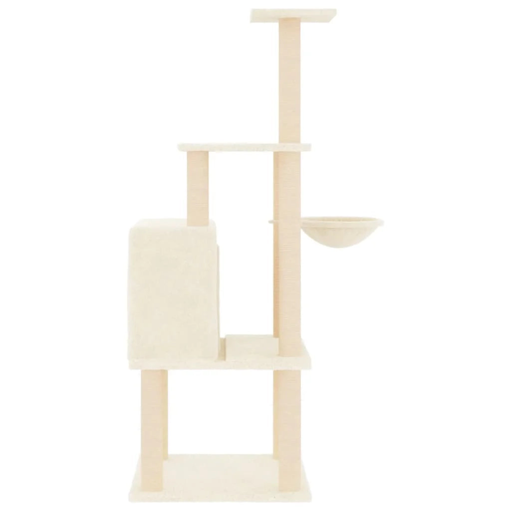 Tiragraffi per gatti torre per arrampicata giocattolo piattaforma per arrampicata con tiragraffi in sisal 132 cm crema 02_0022468