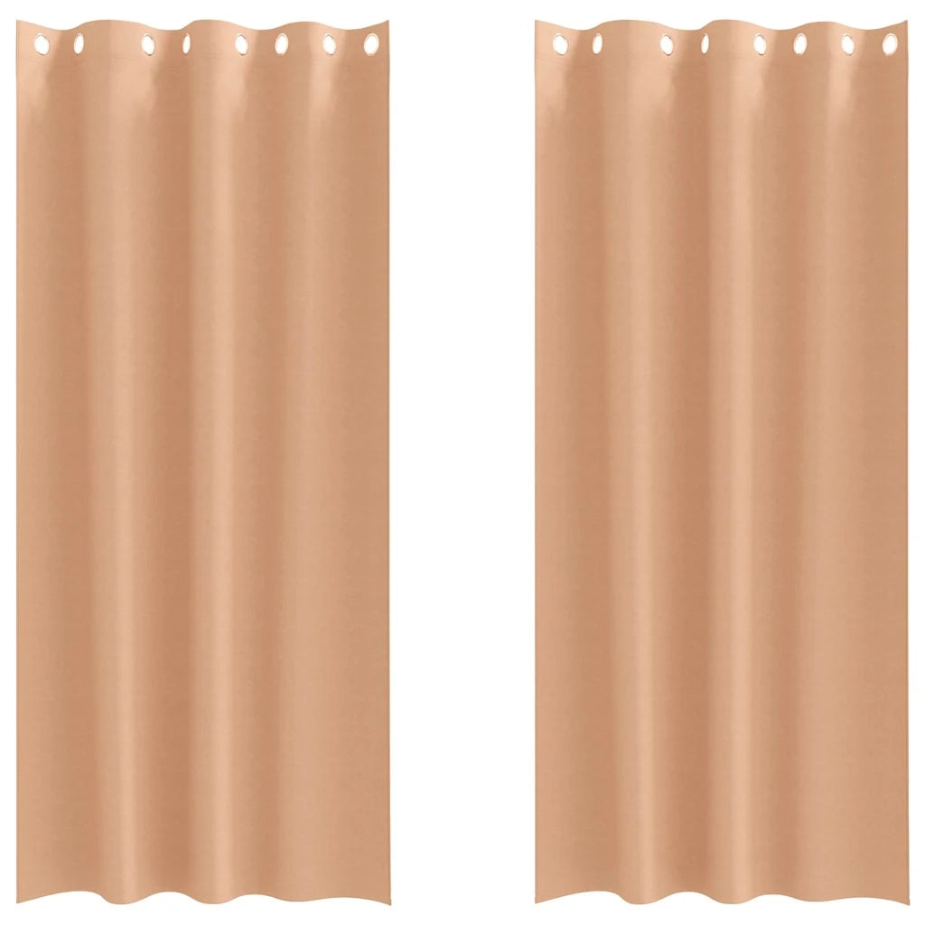 Tende Blackout con Anelli 2 pz Marrone Chiaro 260 x 140 cm 4107372