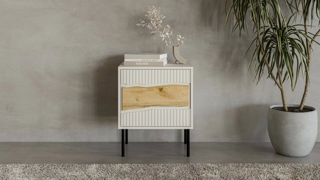 Ussana, Comodino un Ripiano, 50x40x61.5h cm Beige