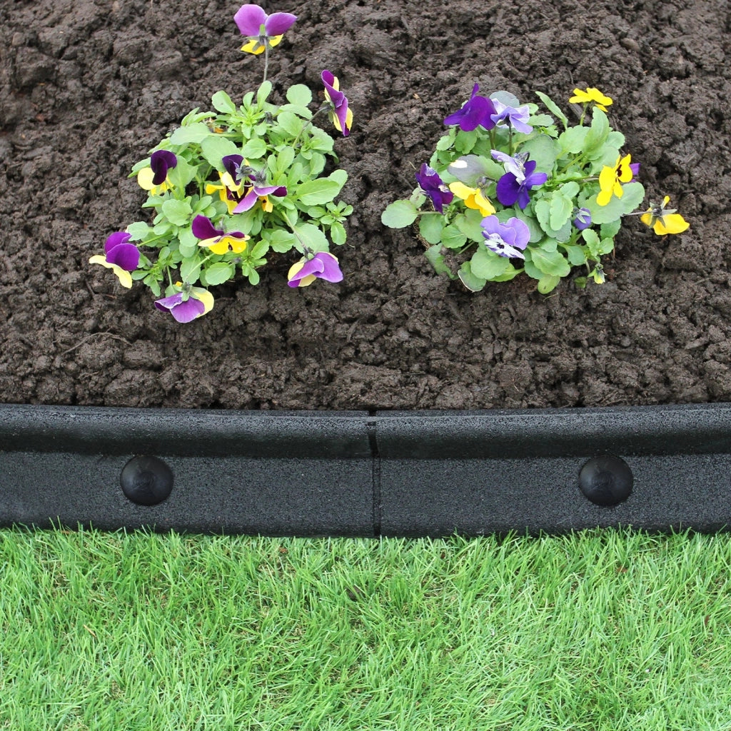 Bordatura per Aiuole Bordo Prato da Giardino Palizzata Flessibile fino a 70° in Gomma Resistente agli UV Pezzi da 1.2m - Nero - 6 pezzi