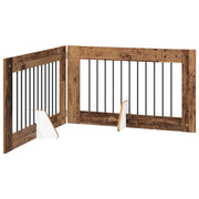 Cancello per cani con supporti 2 pz Legno antico 100 x 60 cm CFW9027788
