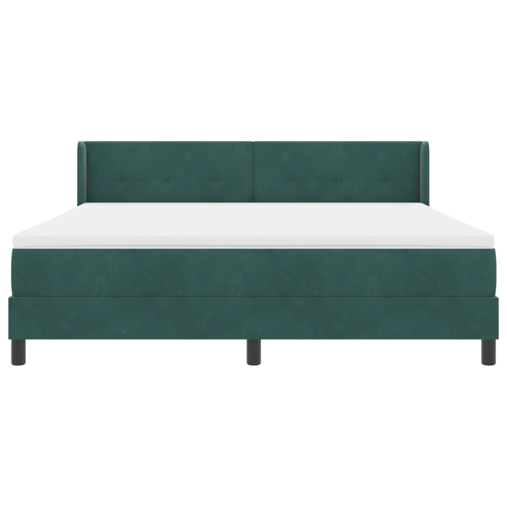 Letto a Contenitore con Materasso Verde Scuro 180x200 cm in Velluto