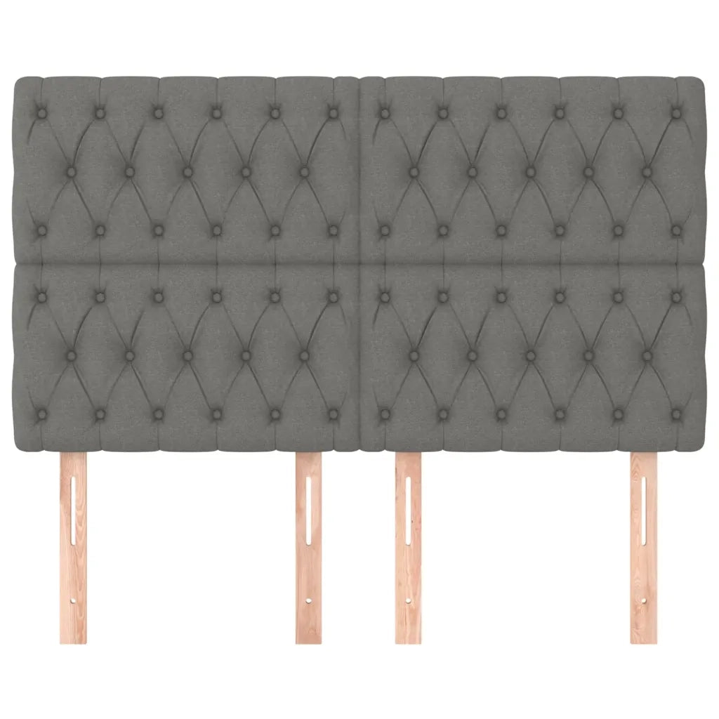Testiera-Testata Decorativa Grigio Scuro 144x7x118/128 cm Tessuto