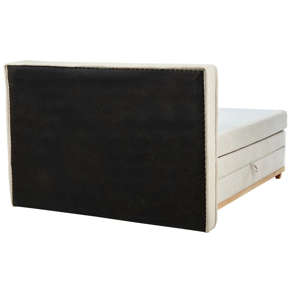 Divano letto king size UE con contenitore 160 x 200 cm Rivestimento beige con materasso a molle Bonell
