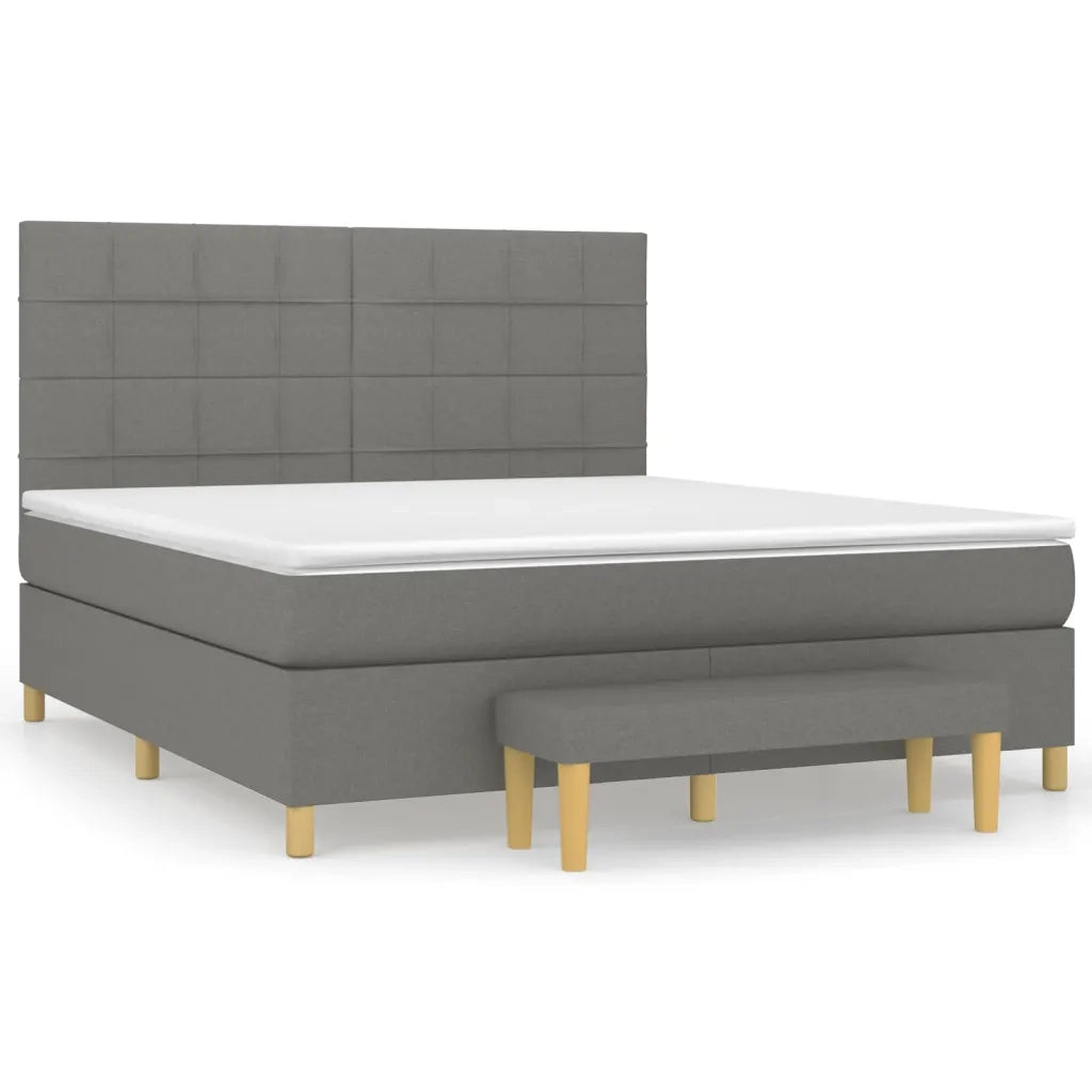 Giroletto a Molle con Materasso Grigio Scuro 180x200 cm Tessuto 3137174
