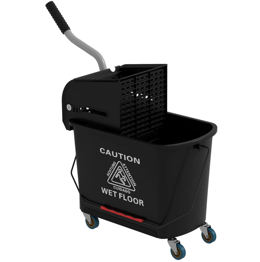 Carrello lavapavimenti ULEVR 20 L con strizzatore, doppio scomparto e 4 ruote, nero