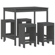 Set Bar da Giardino 5 pz | Set Salotto da Giardino Grigio in Legno Massello di Pino