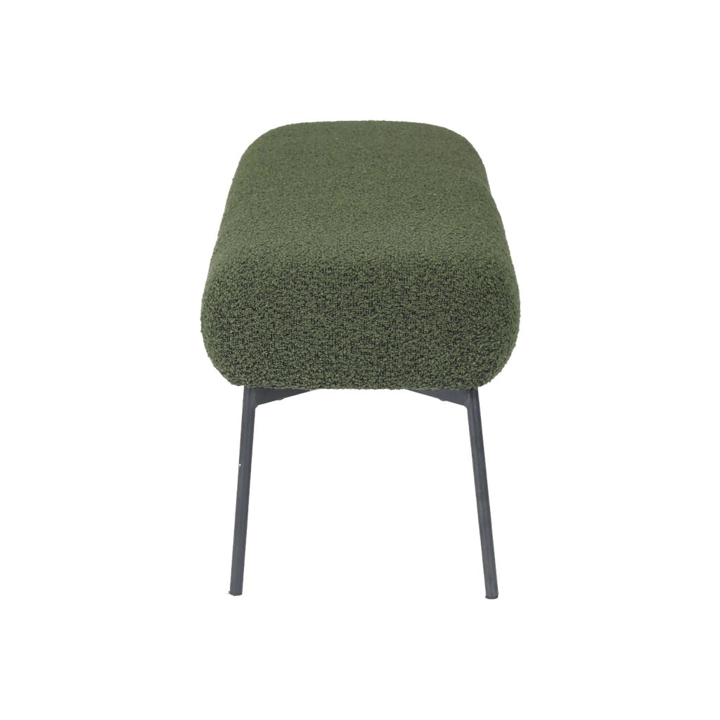 Panca tessuto bouclé e gambe in metallo, verde kaki