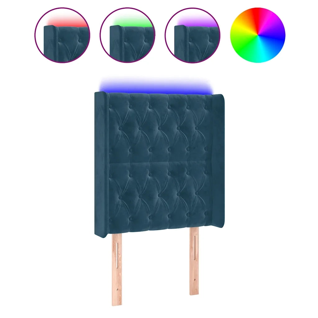 Testiera a LED Blu Scuro 83x16x118/128 cm in Velluto 3124418