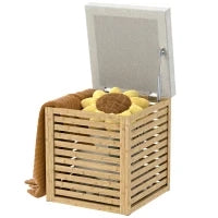 Cassapanca 54.76 L, Design Lamellato, Telaio in Bamboo Naturale, 40 x 40 x 47 cm, Legno Naturale