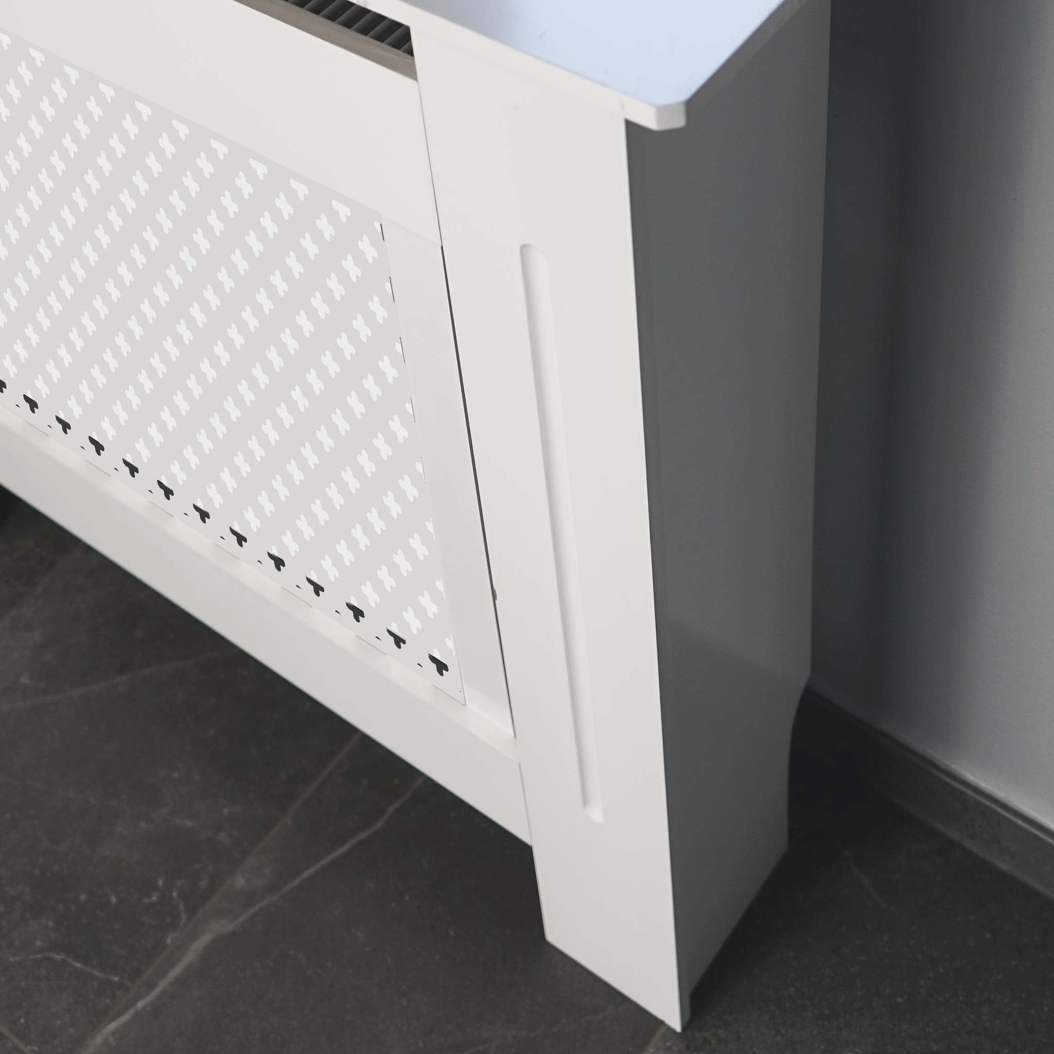 Toboli Radiator Cover White 152 x 19 x 82 cm, MDF Cover, Wooden Radiator Cabinets, Aesthetic Way to Hide Heaters