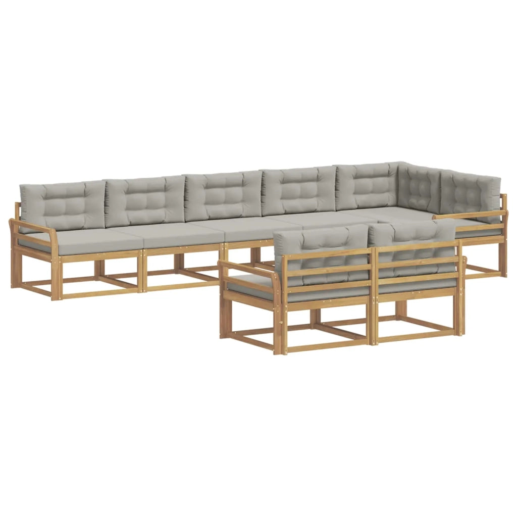 Set di divani da esterno 6 pz Bianco e Grigio Chiaro Poliestere 3386620