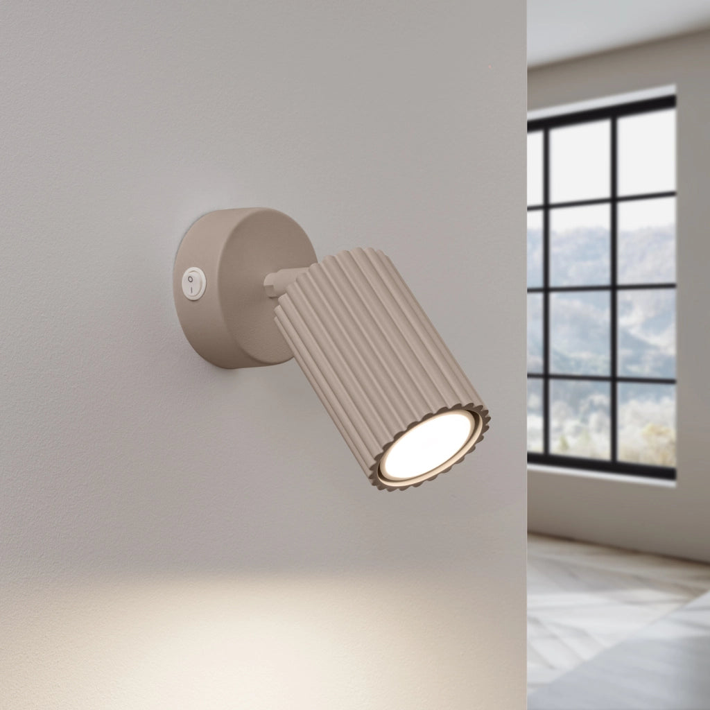 Applique moderna taupe orientabile 1 luce con interruttore GU10