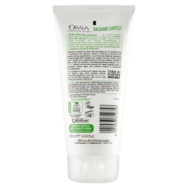 OMIA BALSAMO CAPELLI ECO BIO CON ALOE VERA DEL SALENTO PER CAPELLI NORMALI IDRATANTE ED EQUILIBRANTE DA 180 ML