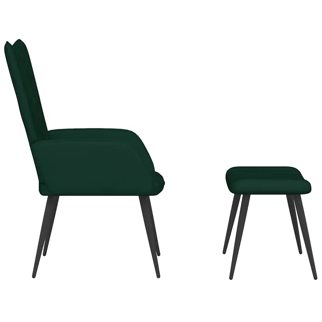 Poltrona Relax con Sgabello Verde Scuro in Velluto 327690