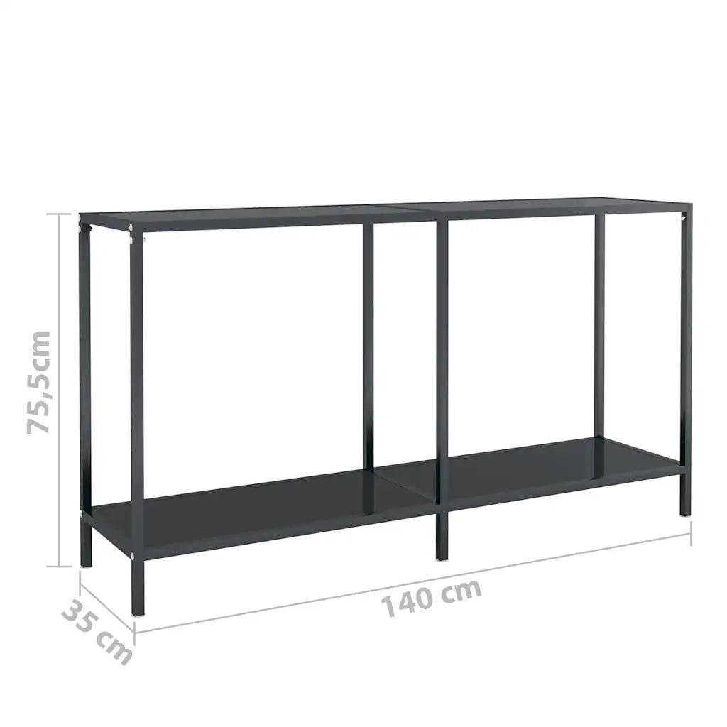 Tavolo Consolle | Tavolo d'Ingresso Nero 140x35x75,5 cm in Vetro Temperato