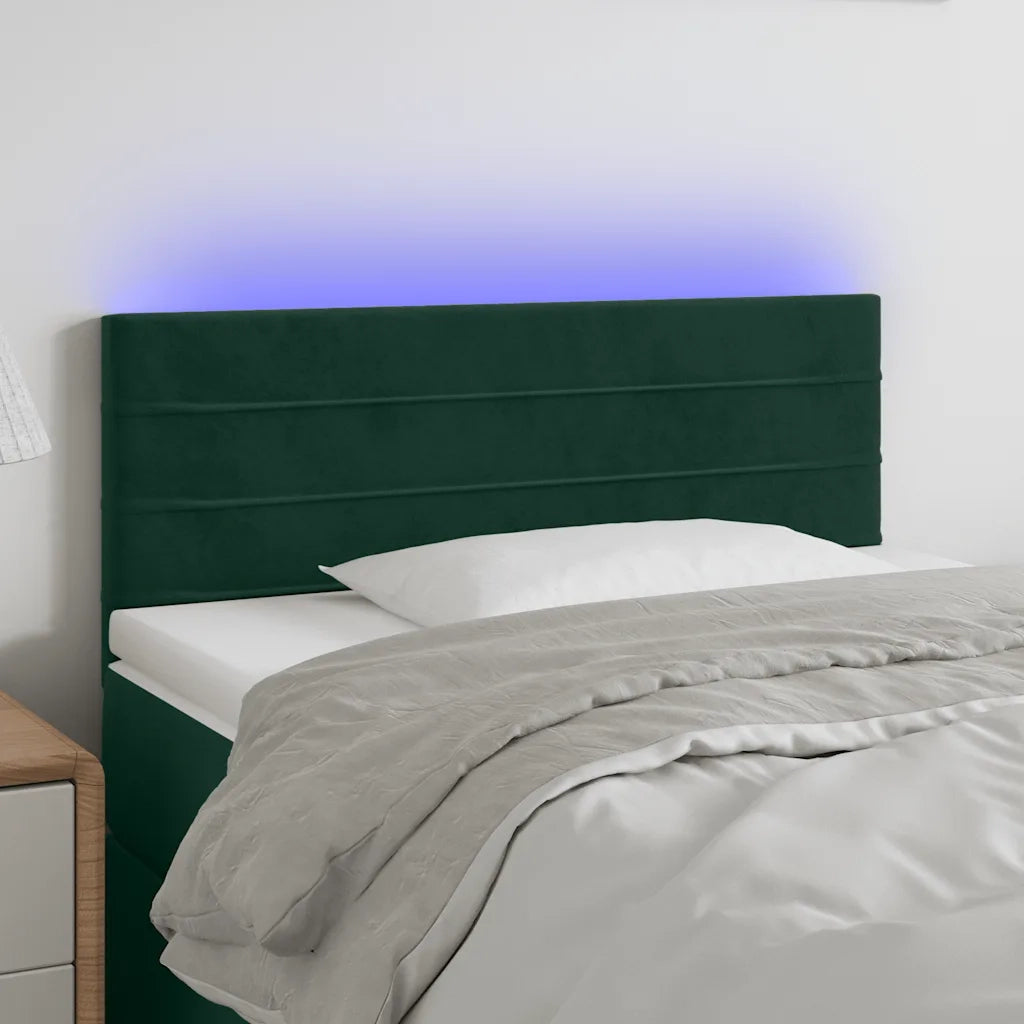 Testiera a LED-Testata con LED Verde Scuro 80x5x78/88 cm in Velluto 430476