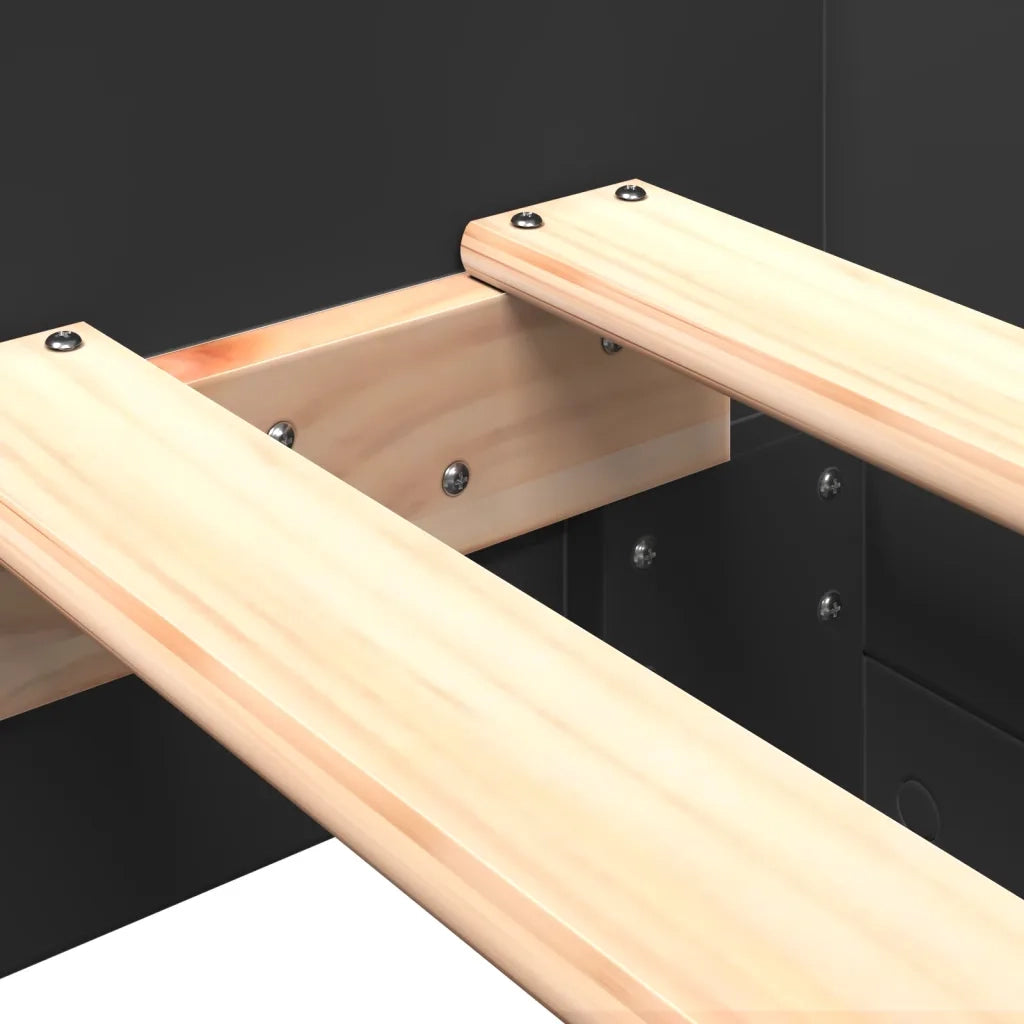 Giroletto-Struttura Letto Nero 75x190 cm in Legno Multistrato 823763