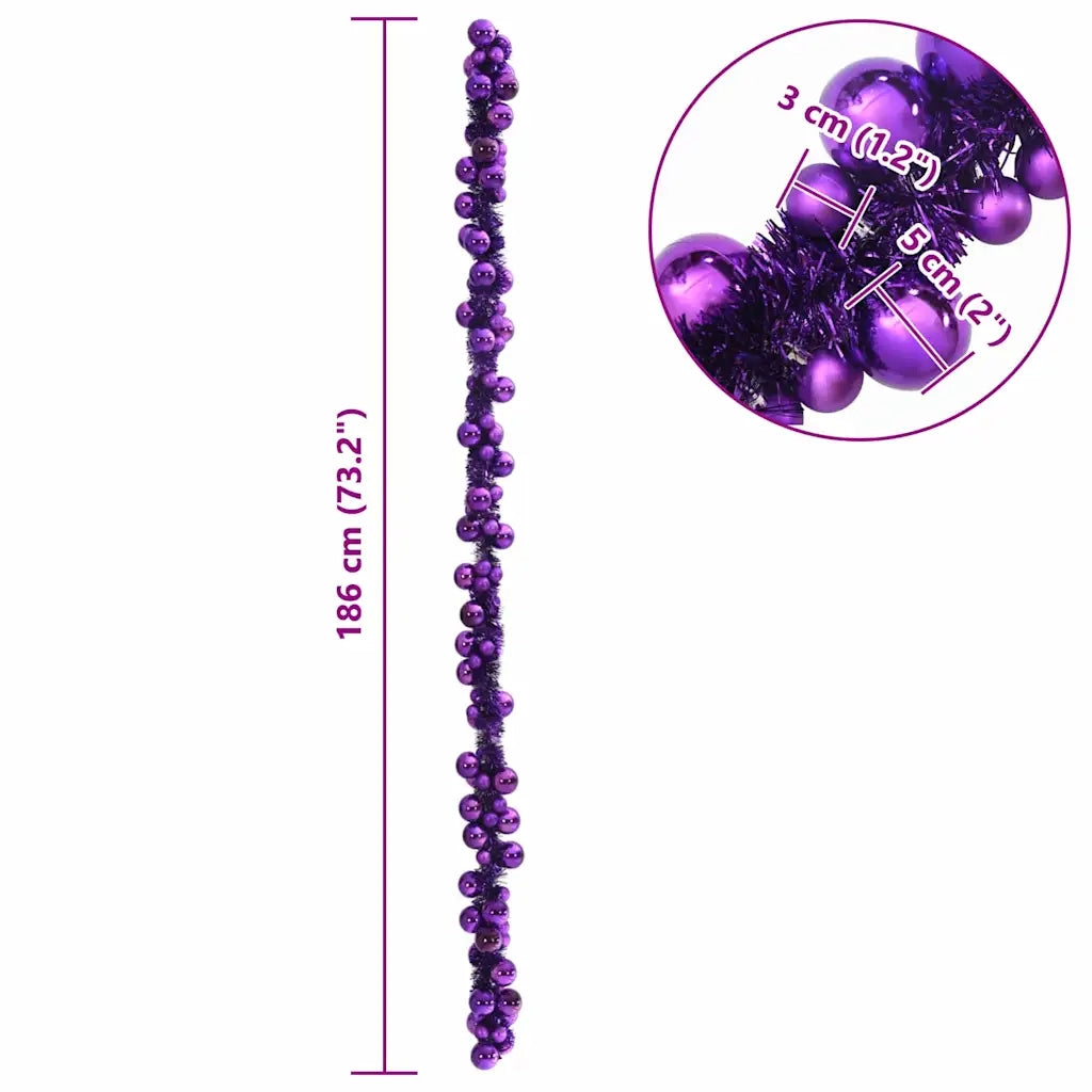 Ghirlanda di Palline di Natale Lillà 186 cm Polistirolo 42019694