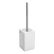 Portascopino WC Bianco In Ceramica Bianca Lucida E Manico Acciaio Inox Cuba