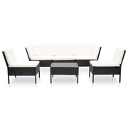 Set Divani da Giardino 6 pz con Cuscini in Polyrattan Nero 48948
