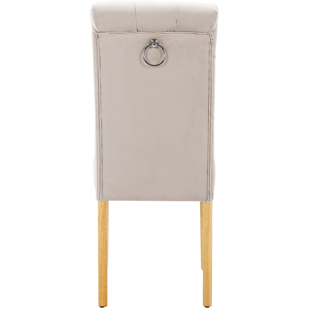Set di 2 sedie in velluto beige con gambe in quercia