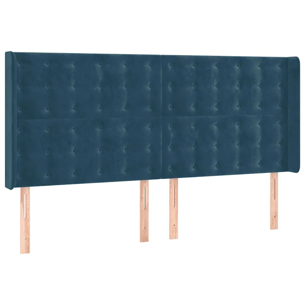 Testiera | Testata a LED Blu Scuro 163x16x118/128 cm in Velluto