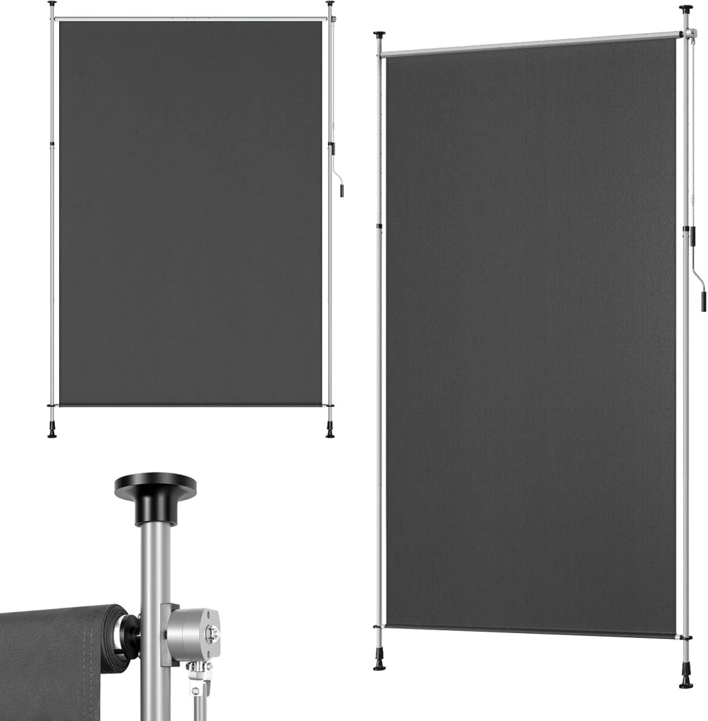Tenda da Sole Verticale con Manovella, 200x310 cm, Frangivista da Esterno Estensibile, Oscurante, Protezione Solare, Resistente alle Intemperie, Montaggio senza Foratura, Grigio