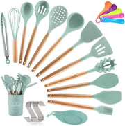 Set di aiuto per cucina resistenti al calore da 14 pezzi - accessori da cucina in silicone senza danneggiare la superficie antiaderente