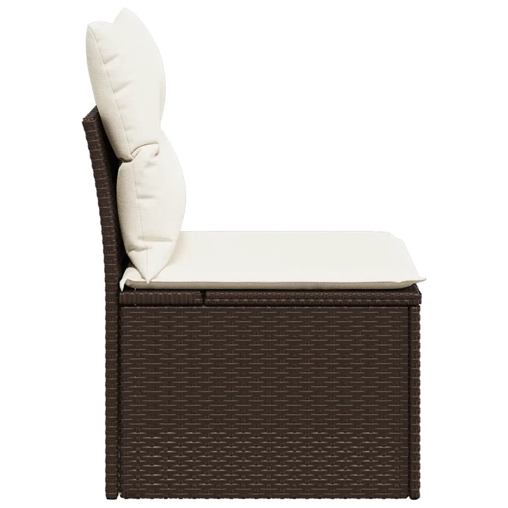 Sedia Giardino Senza Braccioli con Cuscini Polyrattan Marrone CFW6584731