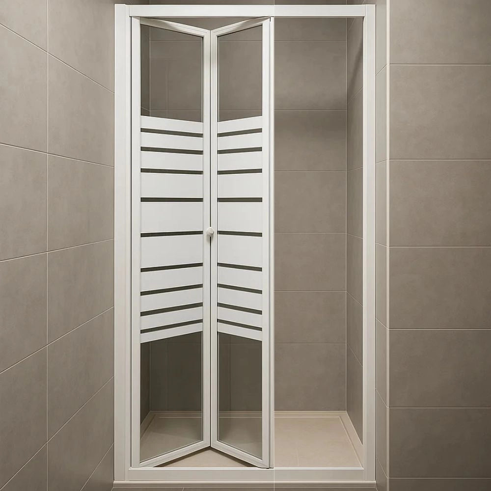 Porta doccia a soffietto book cristallo temprato profilo bianco bianco *** misure 76-80xh190cm serigrafato, confezione 1